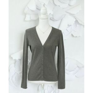 Saks Fifth Avenue Cashmere Sweater Cardigan S Gray